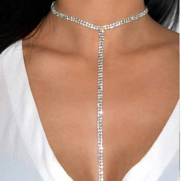 ⚜️𝟯𝟬%𝗢𝗙𝗙 𝗯𝘂𝗻𝗱𝗹𝗲𝘀 𝟯+⚜️ NEW Long Rhinestone Drop Necklace - Picture 3 of 14